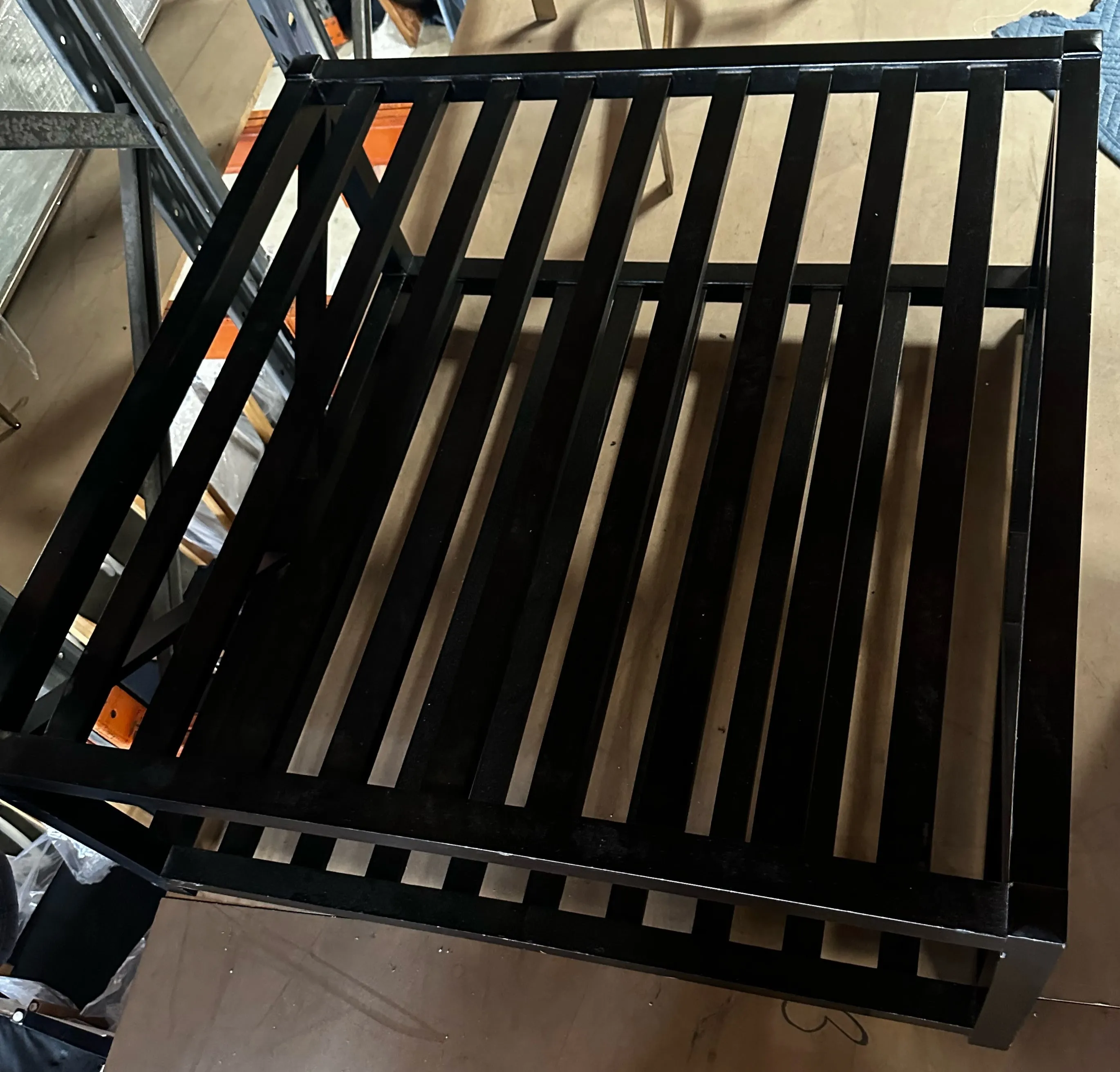 CT 0066 - Coffee Table - Square Slatted Timber with Inlaid Glass Top