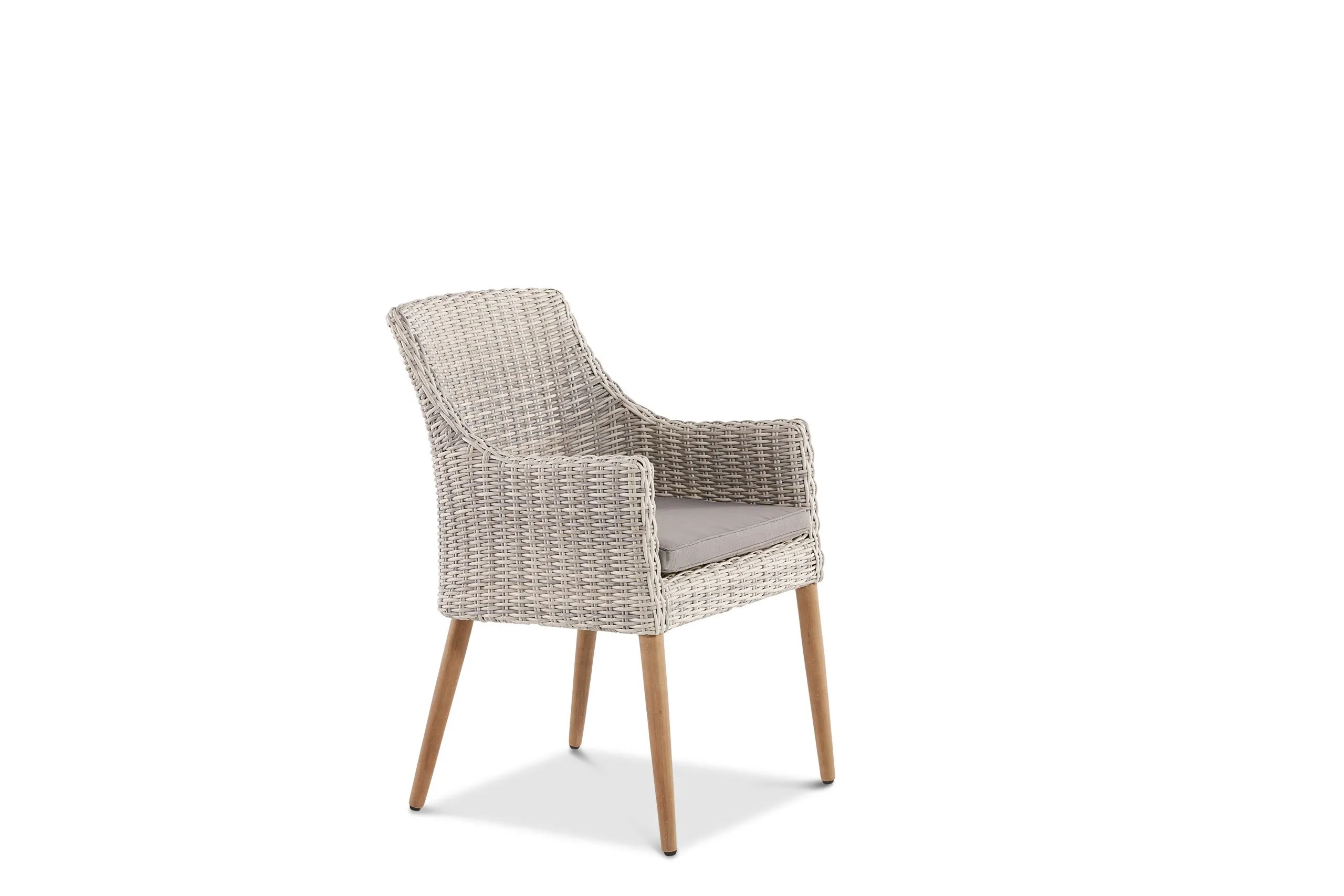 White & Grey Woven Synthetic Fabric Premium Outdoor Dining Chair