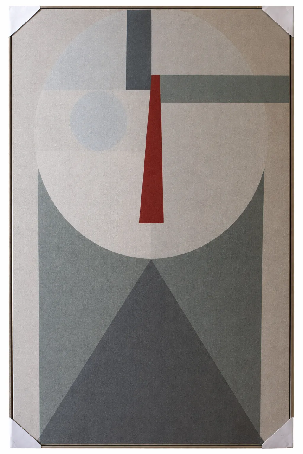 AW 0242 - Artwork - Medium - Abstract Geometric Face Grey & Green Tones Canvas