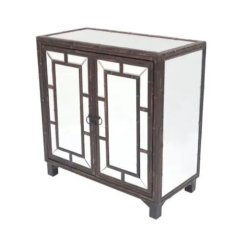 Large Brown with 2 Mirrored Window Doors & Mirrored Sides & Top - BST 3253