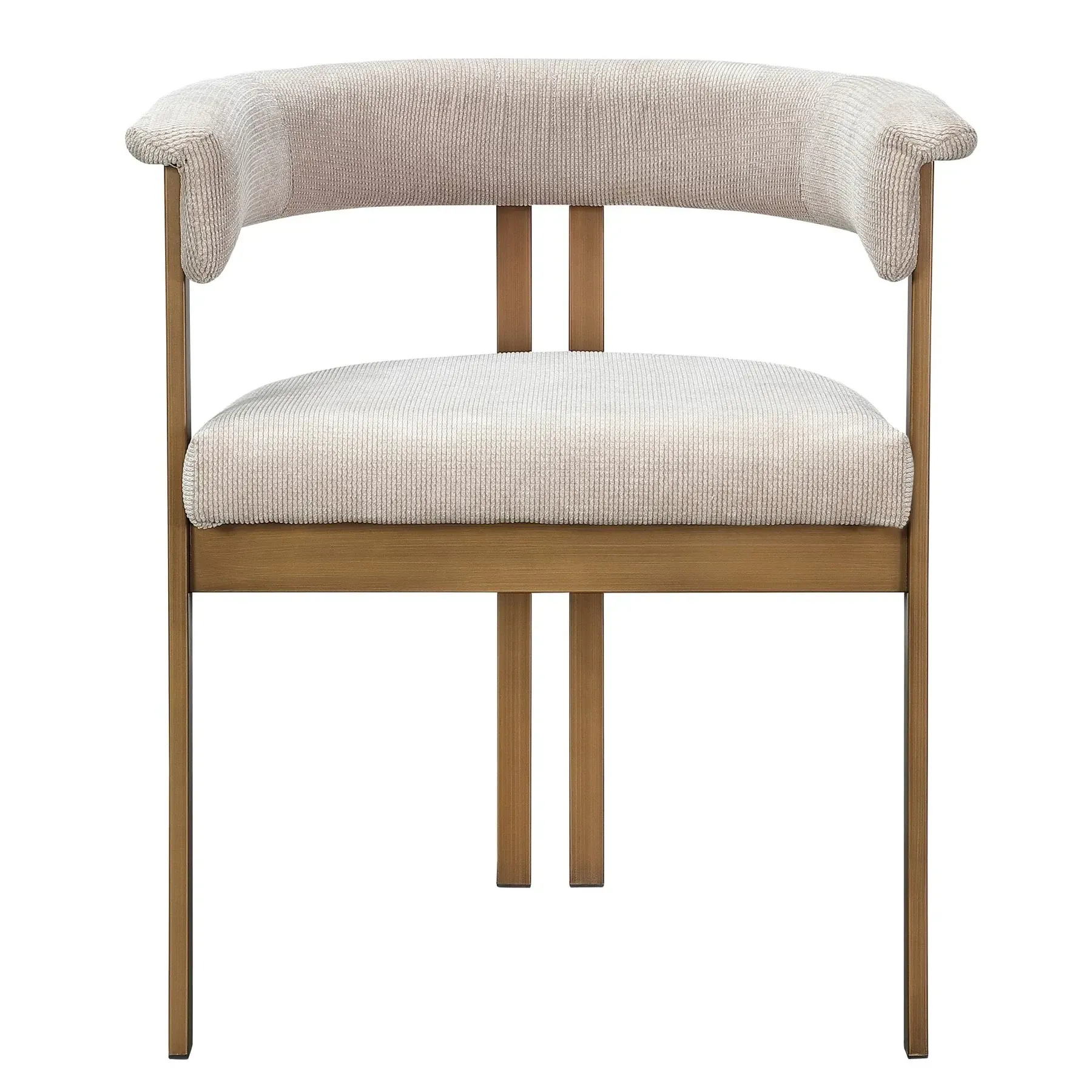 DC 0100 - Dining Chair - Beige Velvet Fabric on Brushed Gold Rounded Frame