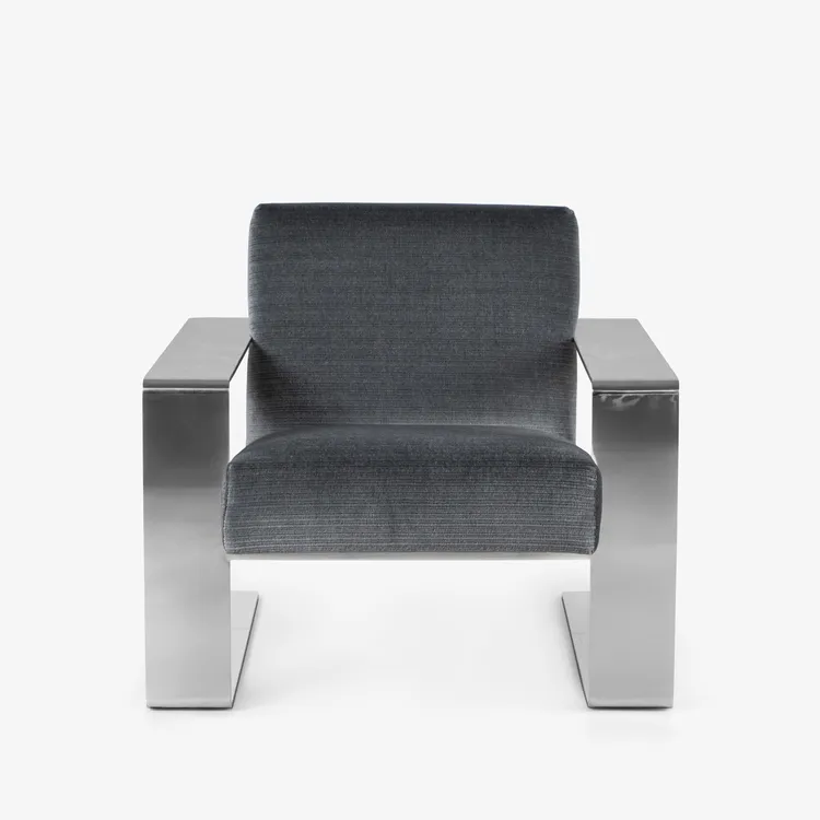OC 6976 - Stainless Steel Wide Frame Occasional Chair with Aniseed Upholstery 