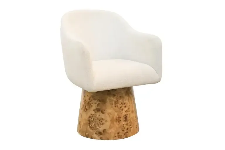 OC 0019 - Occasional Chair - Cruz Swivel Chair with a Burl Wood Veneer Base