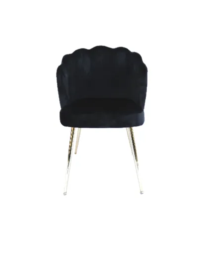 DC 6618 - Black Velvet Clam Dining Chair with Gold Legs