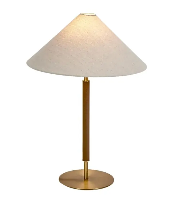 LP 0094 - Table Lamp - Conical Brass & Wood