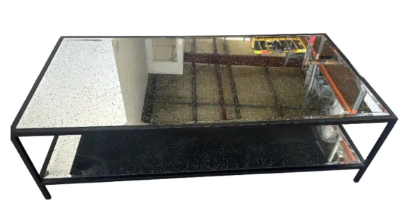 CT 0073 - Coffee Table - Rectangle Black Metal with 2 Tier Glass
