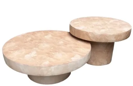 CT 0131 - Coffee Table - Round Light Terracotta (Set of two) 