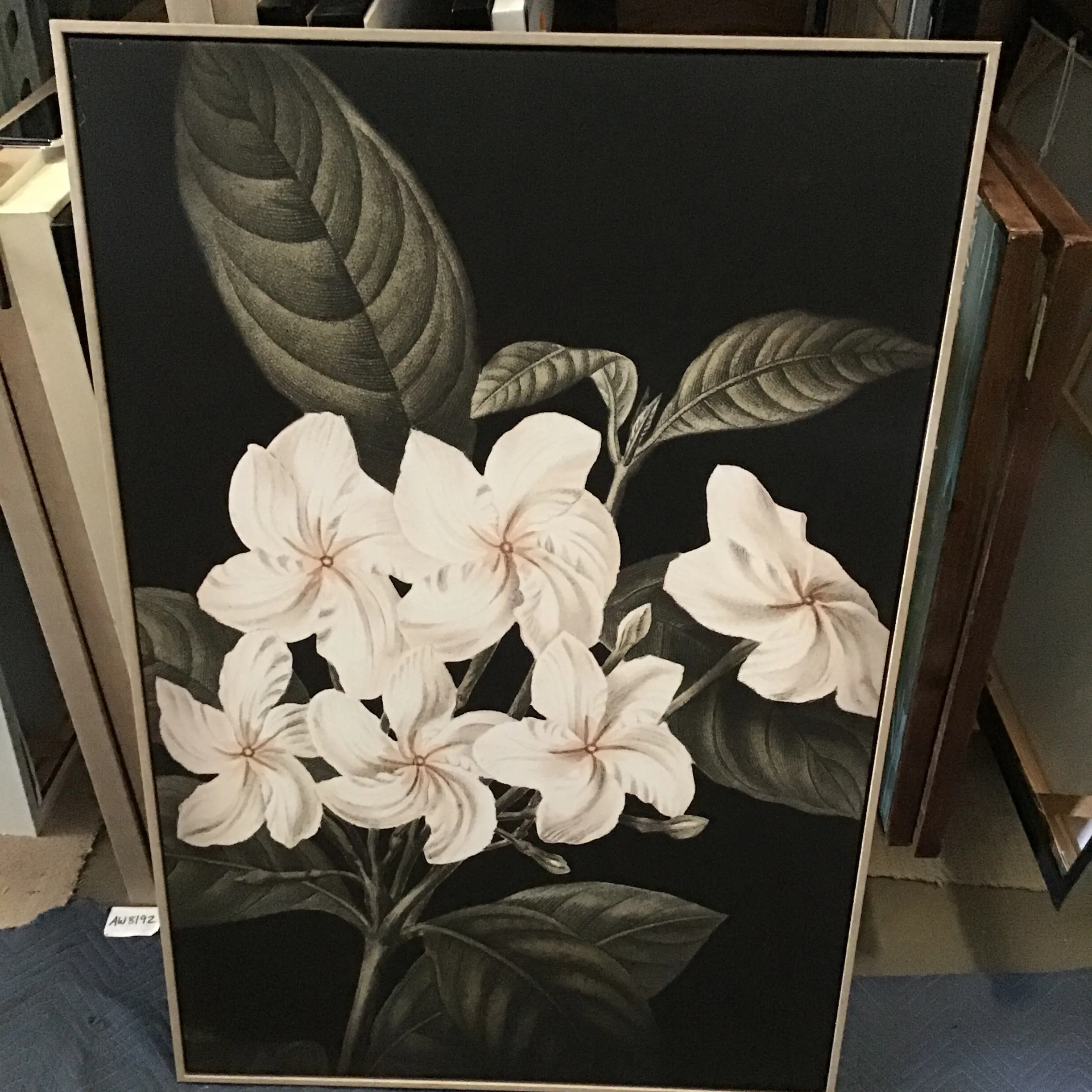 AW 4232 - Artwork - Large - Black & White Floral with Timber Frame