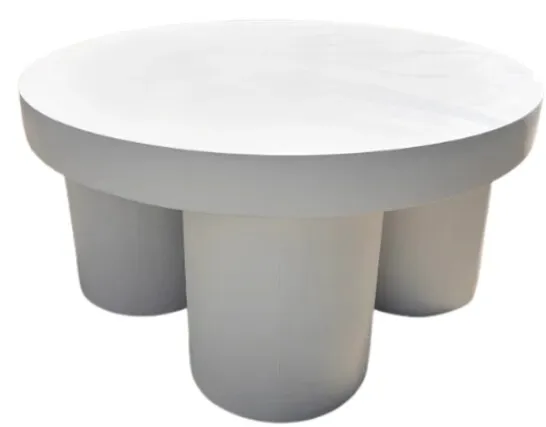 CT 0053 - Coffee Table - Round White Smooth Concrete Look