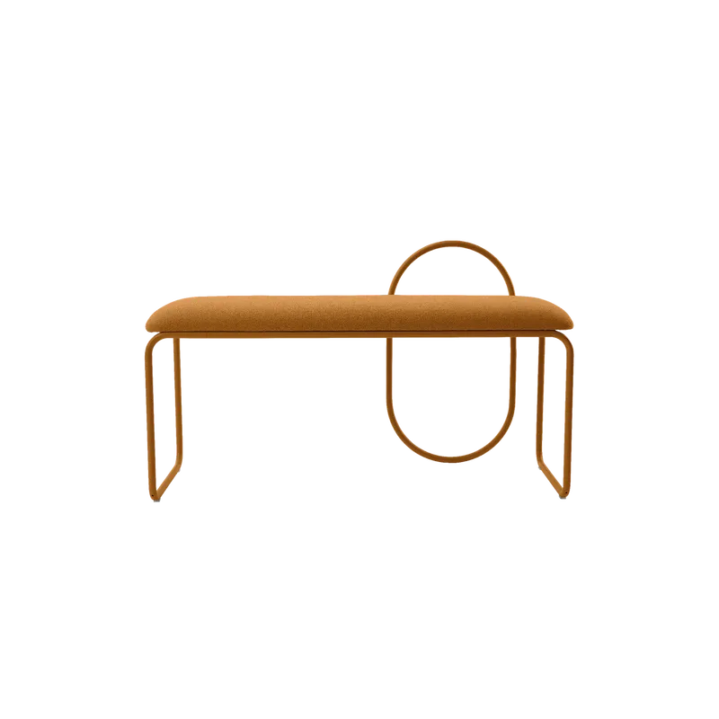 OTT 0025 - Ottoman - Amber Boucle Bench on Metal Piped  Frame