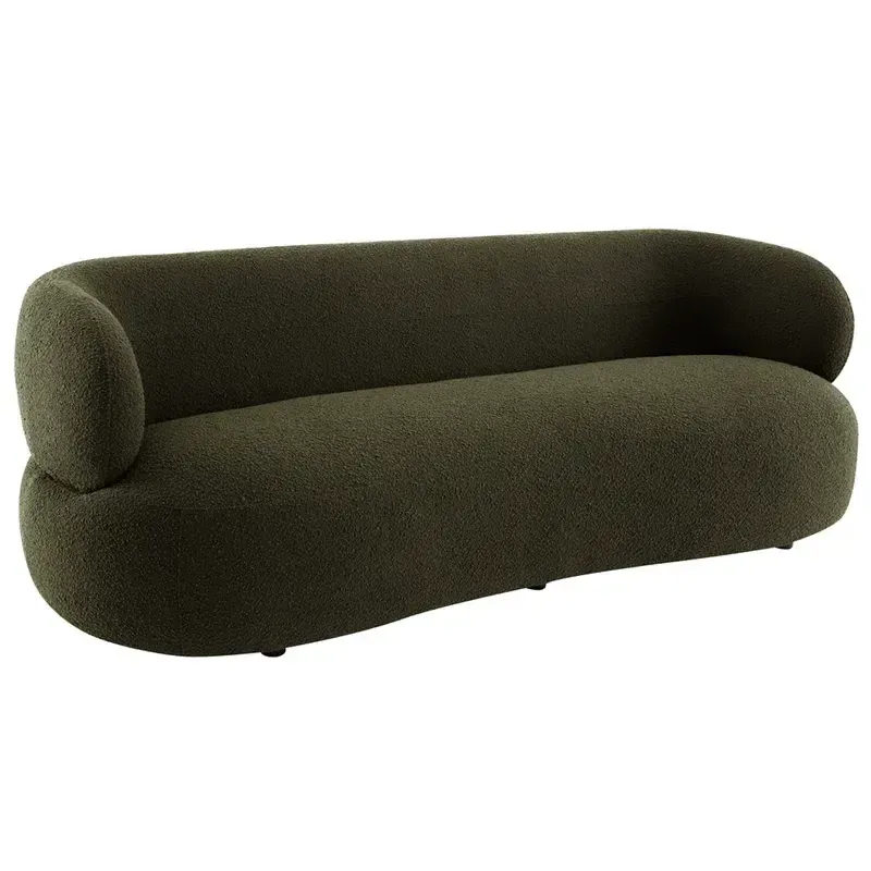 SF 0019 - Sofa - 3 Seater - Curved Profile Olive Green Boucle
