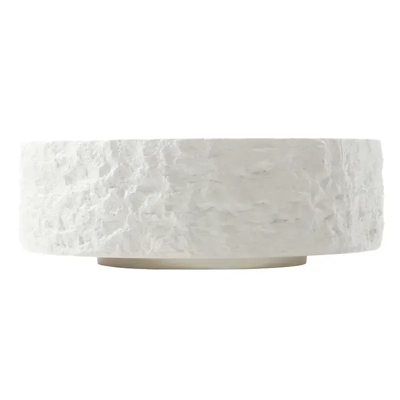 CT 0096 - Coffee Table - Round Textured Fibreglass in Ivory White