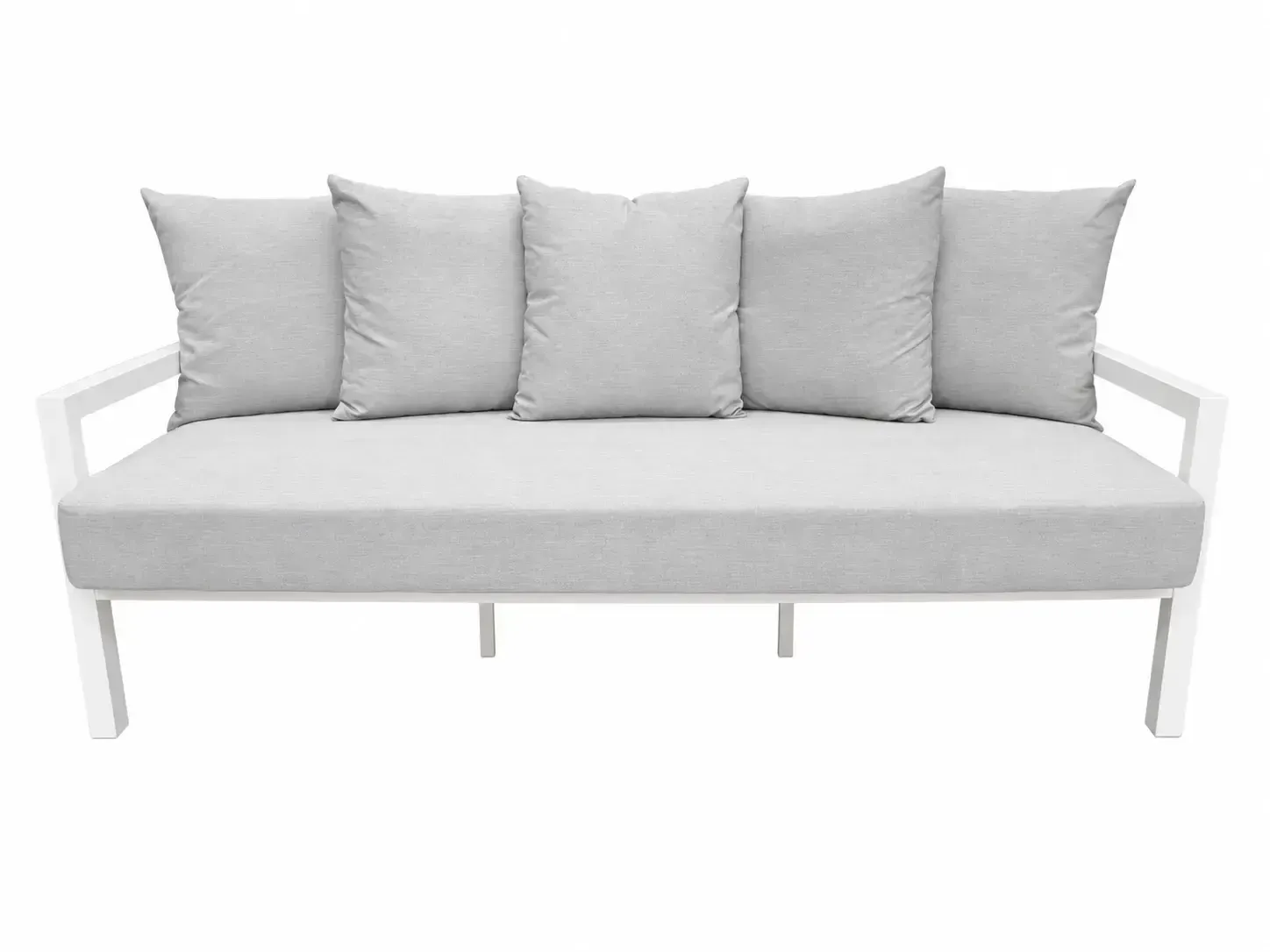OD SF 9014 - Outdoor - Sofa - 3 Seater White Aluminium Frame with Grey Cushions