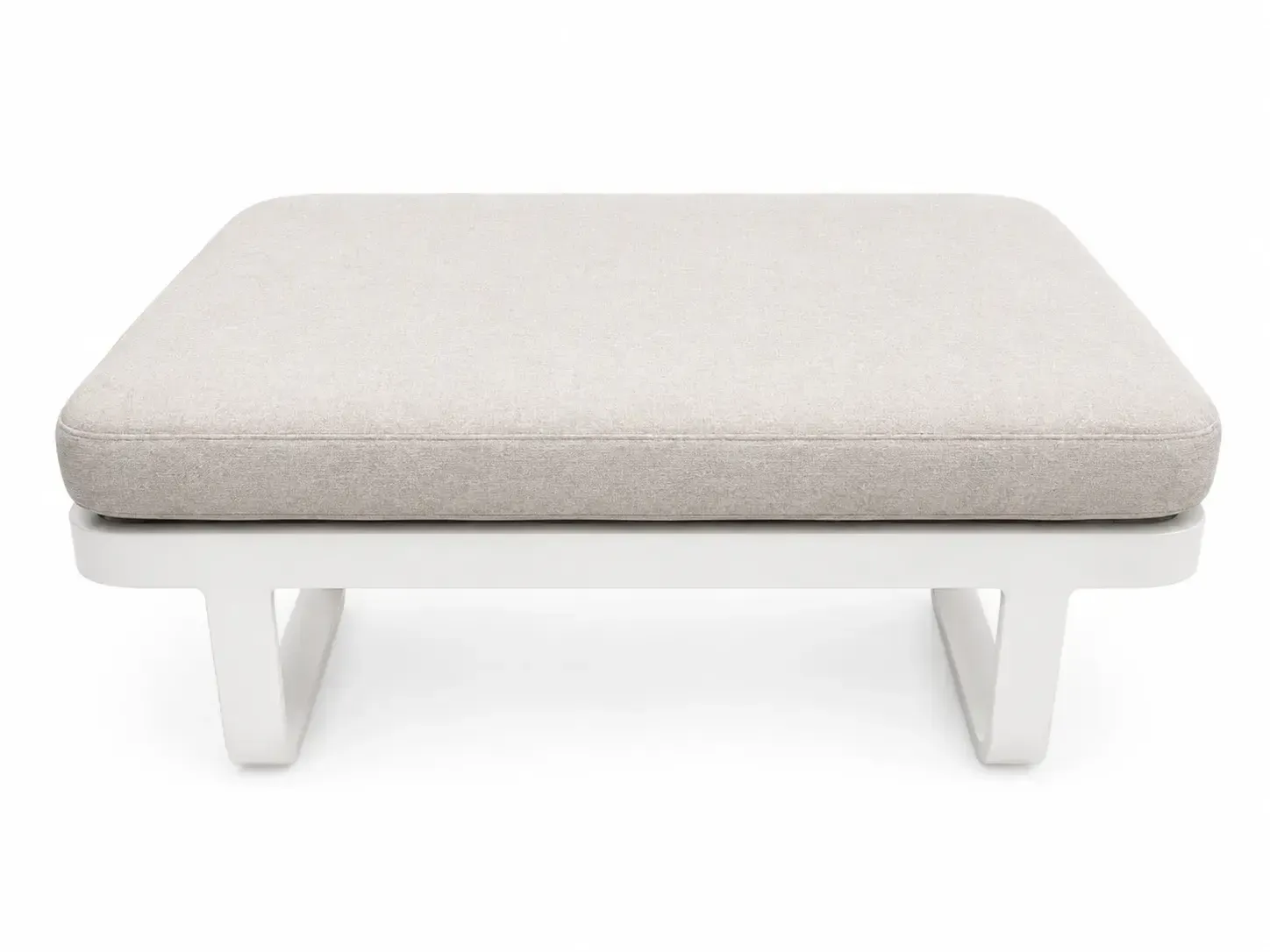 OD OTT 9008 - Outdoor Ottoman - White Aluminium Slatted with Grey Cushion