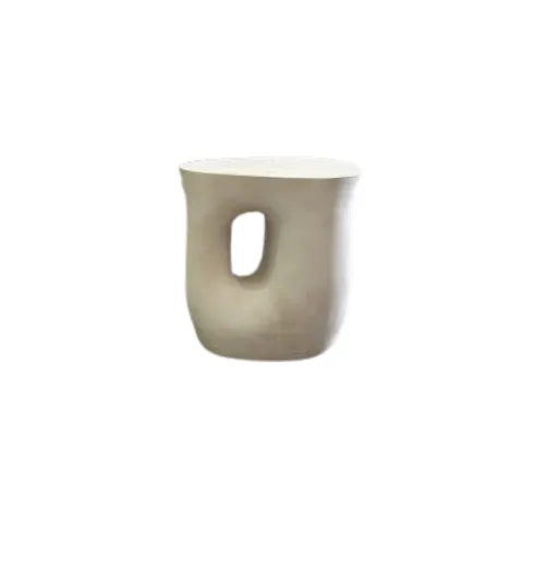 ST 0143 - Side Table - White Concrete Curved with Cut-out