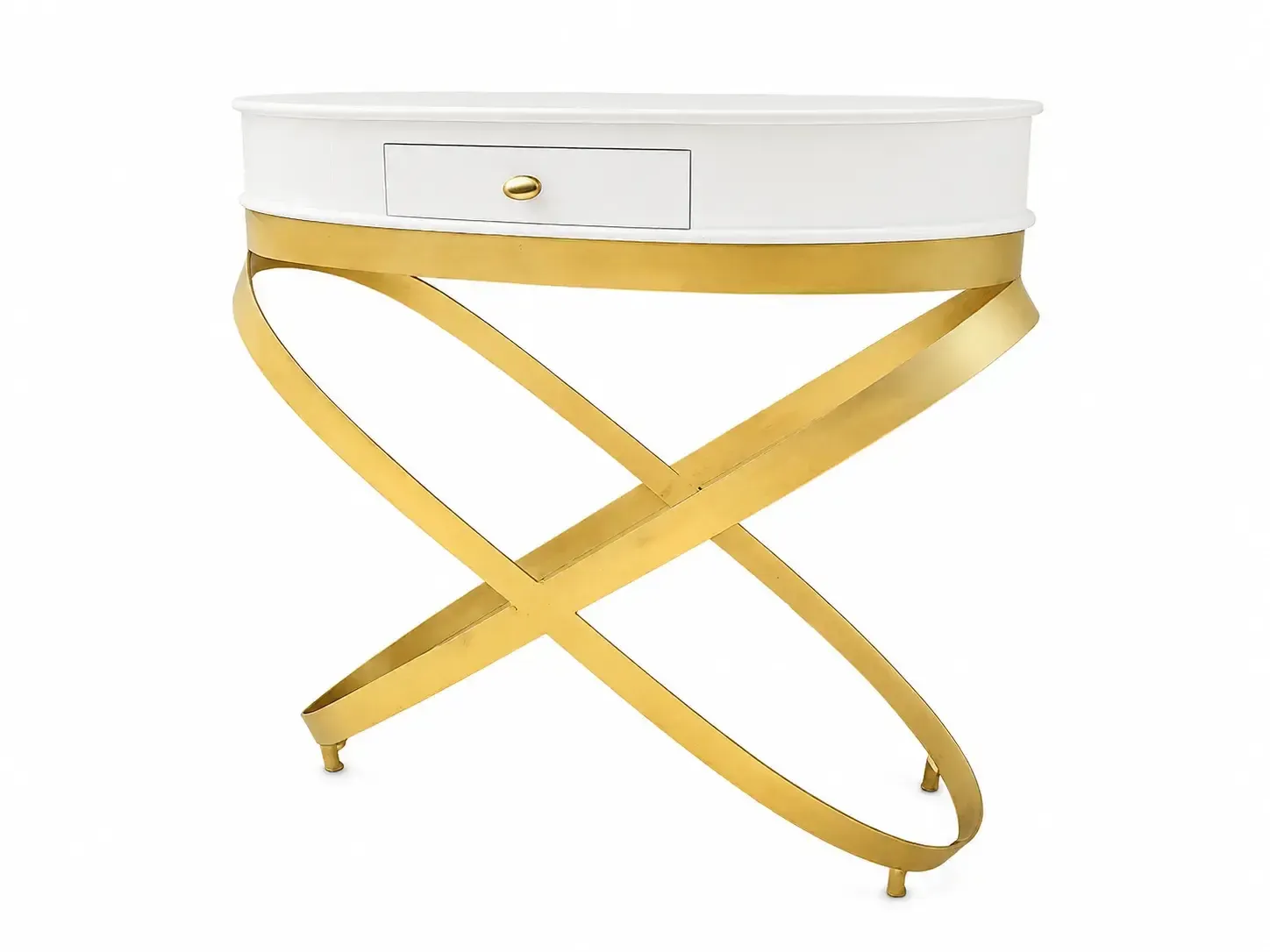CN 0012 - White Timber Console with gold Legs