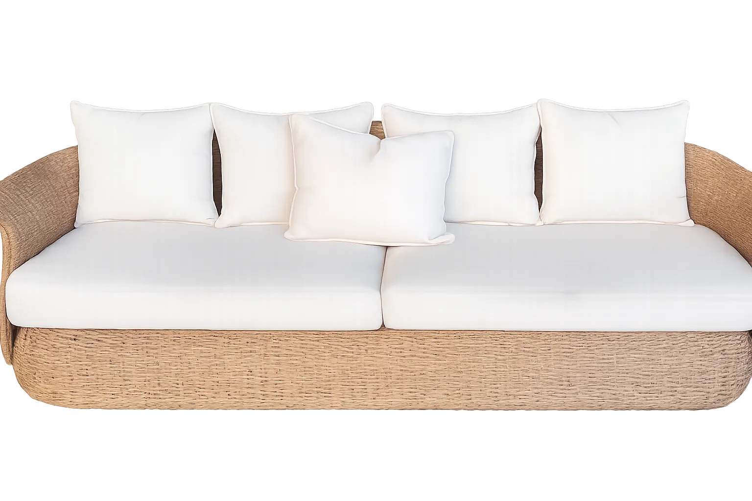 OD SF 2501 - Outdoor - Sofa - Catalina 3 Seater Natural Wicker with Ivory Seat Cushion