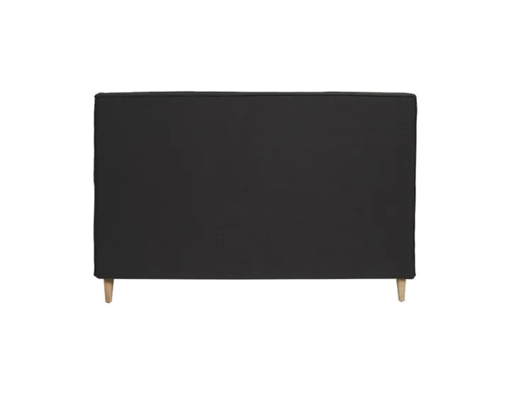 BH 0028 - King Bedhead - Charcoal Fabric with Natural Wooden Legs