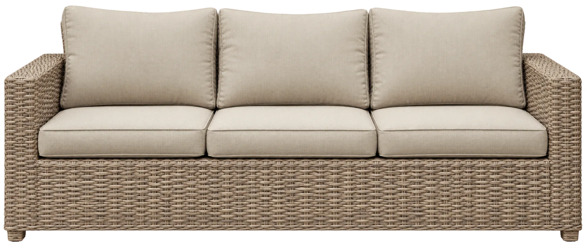 OD SF 2500 -  Outdoor - Sofa - 3 Seater Light Brown Wicker with Beige Seat Cushions