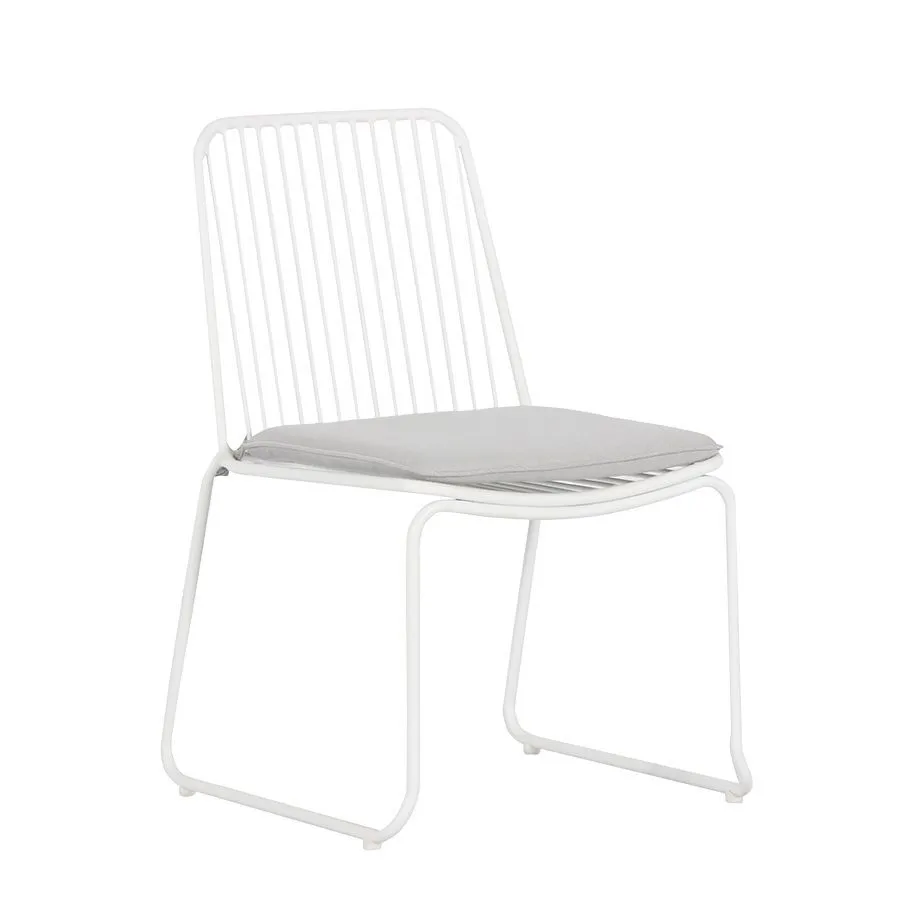 OD DC 0003 - Outdoor - Dining Chair - White Metal Frame with White Seat Cushion