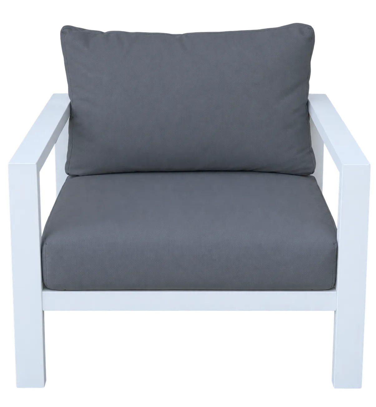 OD OC 6162 - Outdoor - Occasional Chair - White Aluminium Slatted Frame with Grey Cushions