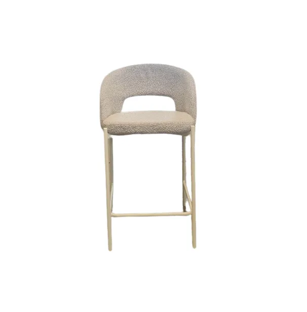 STL 0038 - Counter Stool - Grey Boucle Seat on White Legs