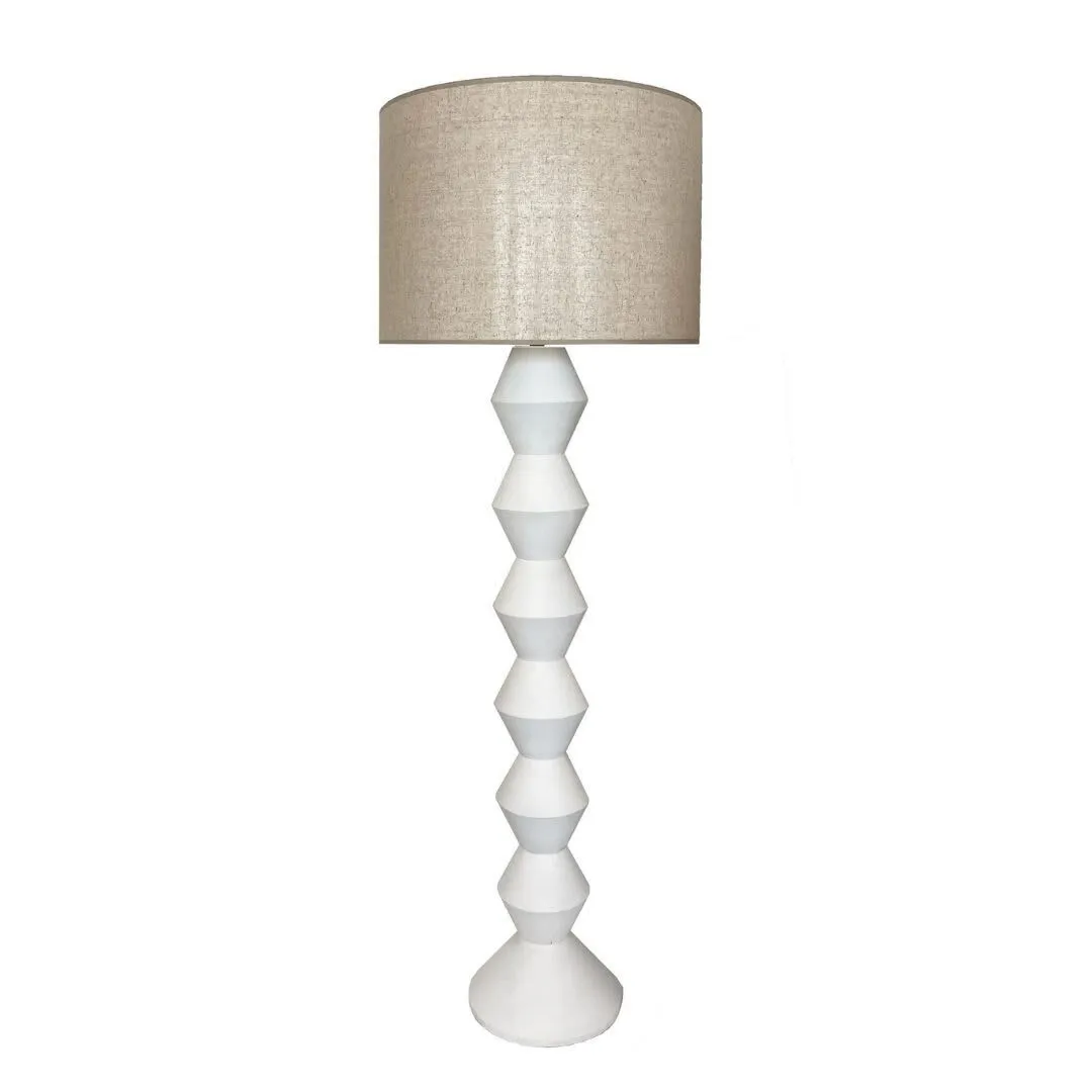 FL 7719 - Floor Lamp - Grey Accordion Standing with Beige Shade