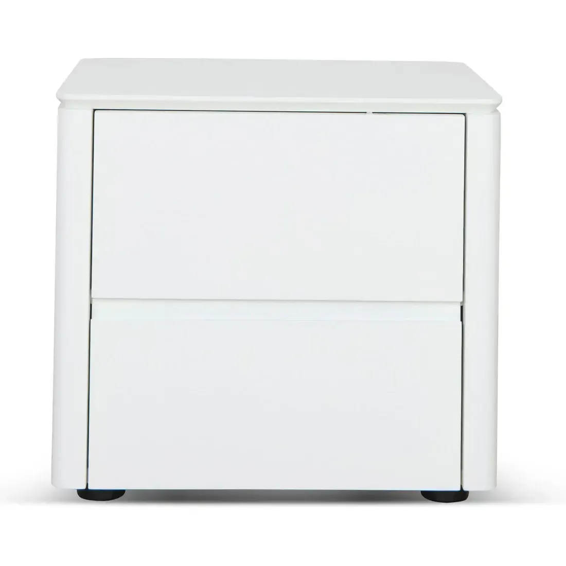 BST 0039 - Bedside Table - 2 Drawer - White Oak Veneer with Shaped Edges