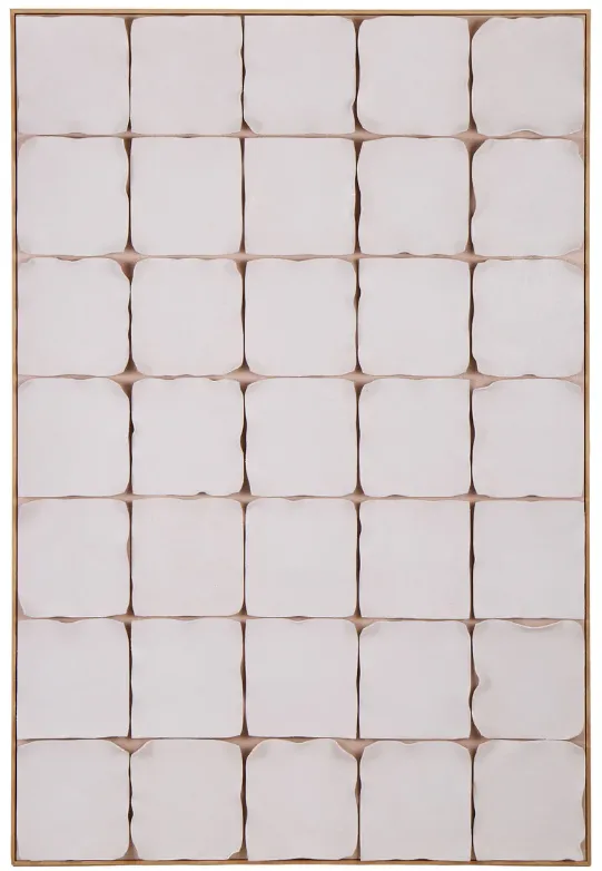AW 0377 - Artwork - Large - Off White/Dusty Beige Painted Tile Large Wall Art