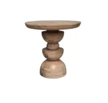 ST 0147 - Side Table - White Wash Timber Circular on Stack Base
