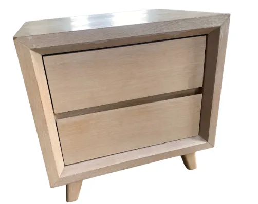 BST 0002 - Bedside Table - 2 Drawer - Modern Wood with Tapered Leg 