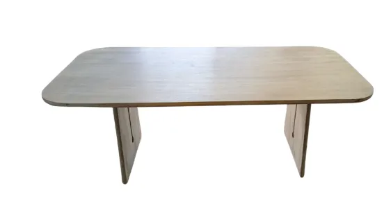 Dining Table - White Wash Timber Rectangle with Sculptured Edges - DT 0032