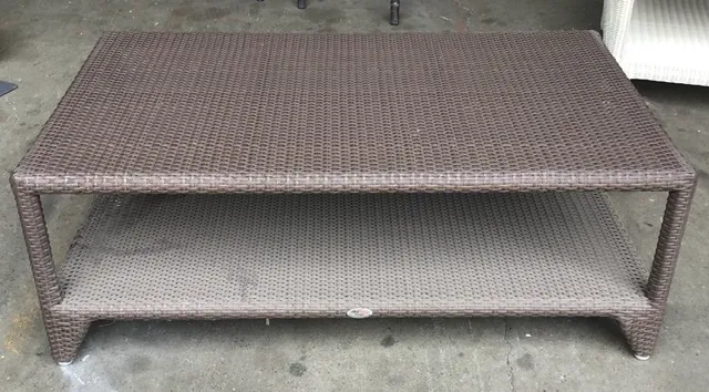 OD CT 7853 - Outdoor - Coffee Table - Chocolate Wicker Rectangle with Shelf