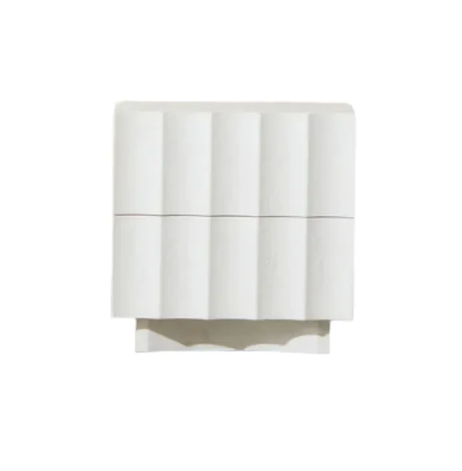 2 Drawer Luxe White Cement Textured Bedside Table with Wavy Edging - BST 0027