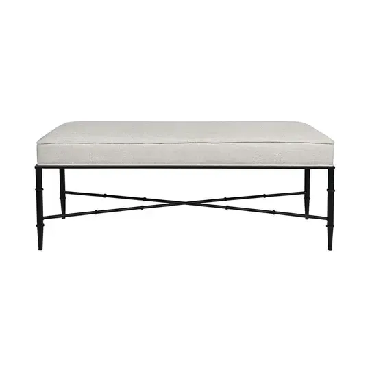 OTT 6031 - Ottoman - Ivory Linen Bed Bench with Black Metal Frame