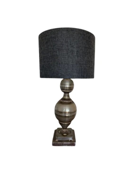 LP 3200 - Table Lamp - Silver/Brown Waisted Candle Stick Base with Black Shade