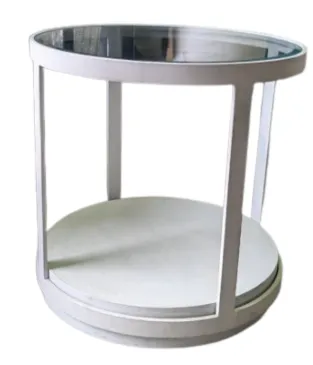 ST 1090 - Side Table - Circular White Frame with Glass