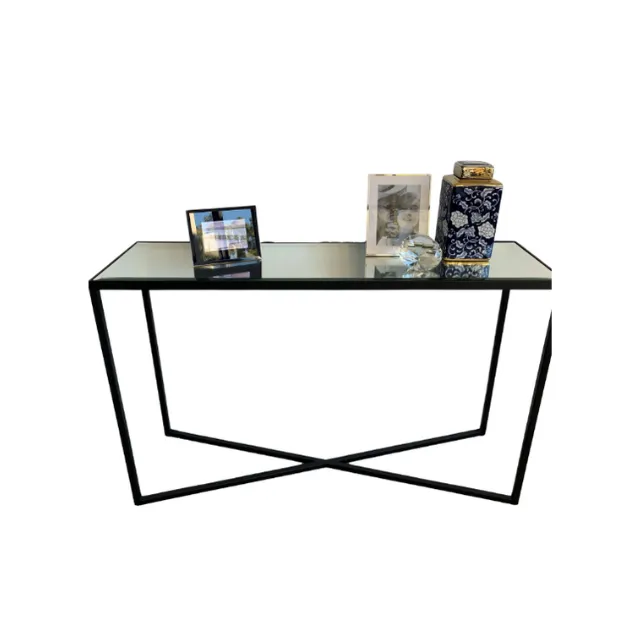 CN 6543 - Console - Queen Black Frame with Inlaid Mirror Top