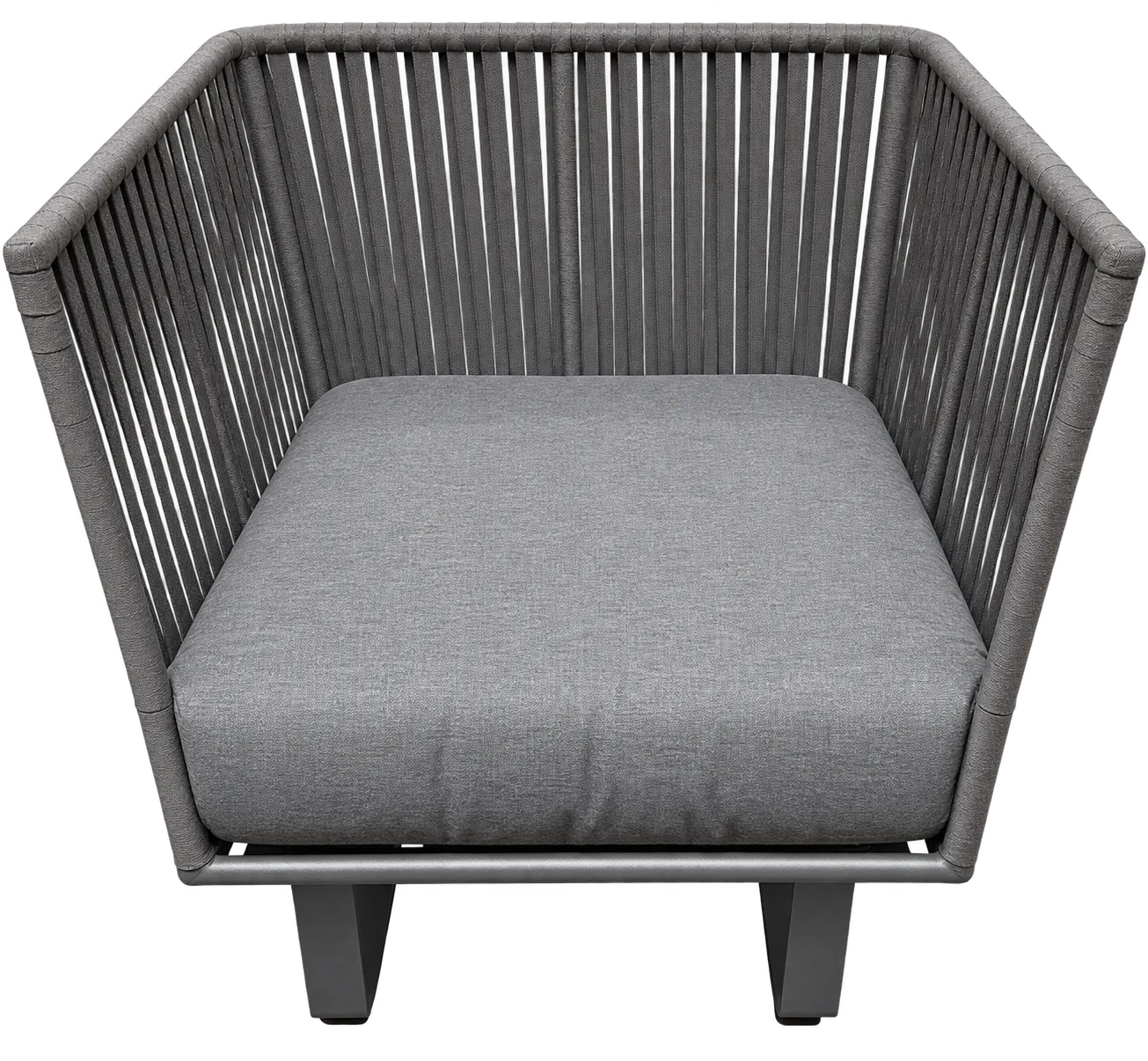 OD OC 3291 - Outdoor - Occasional Chair - Black Frame with Strapping Sides & Grey Cushions