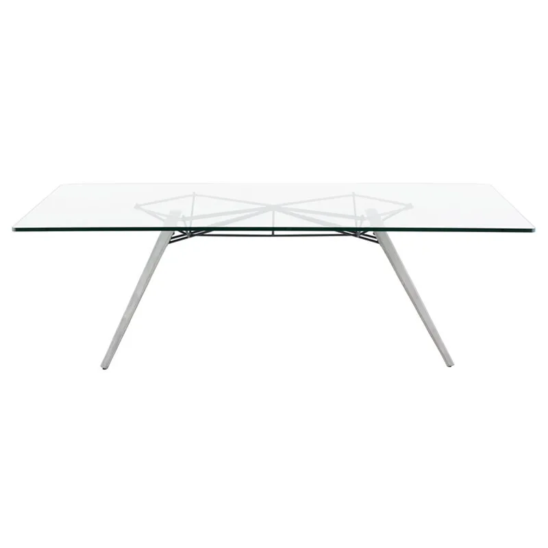 DT 6040 - Dining Table - Glass Top with Concrete & Black Metal Frame 