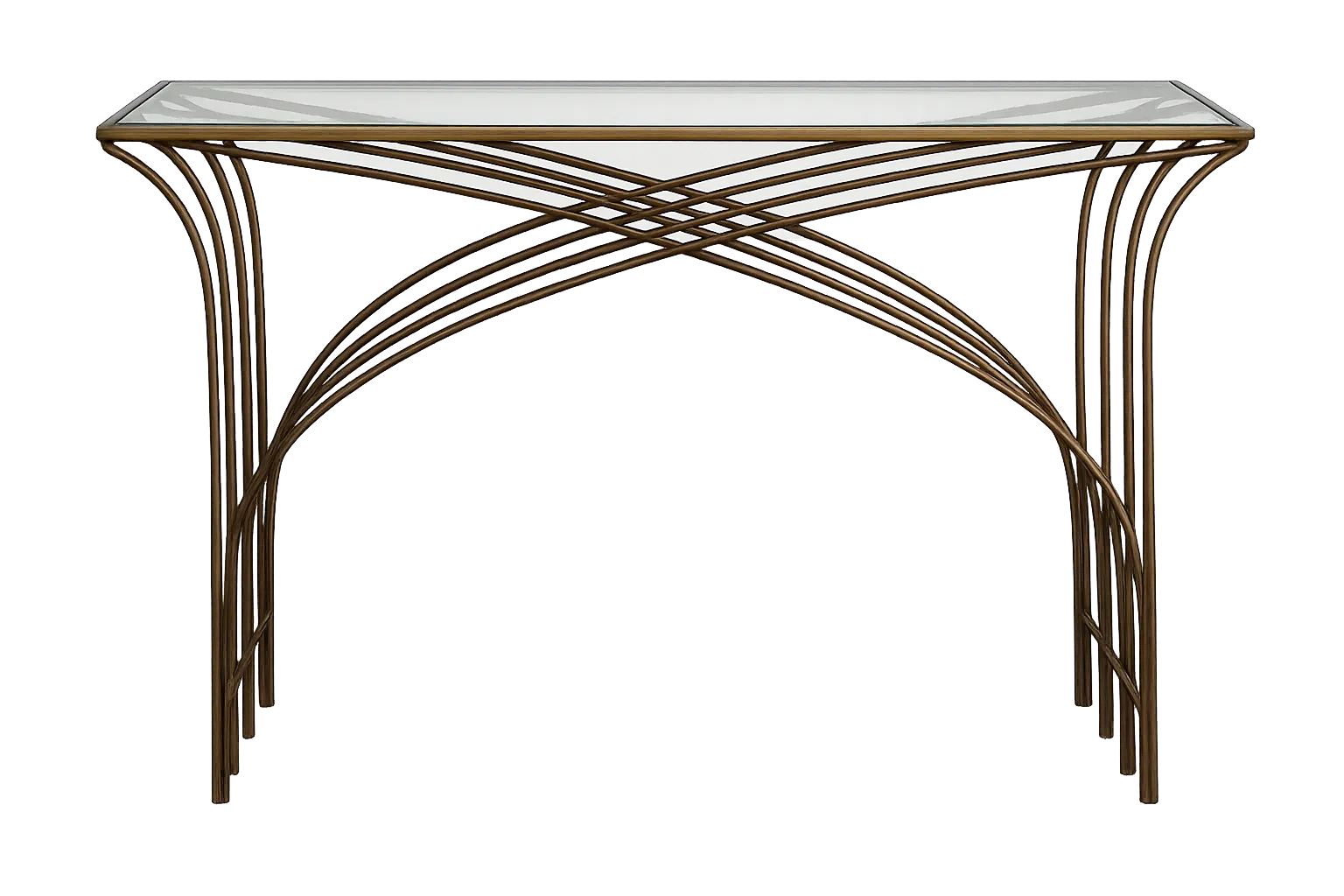 CN 0003 - Console - Bronze Arch Leg Design with Inset Glass Top