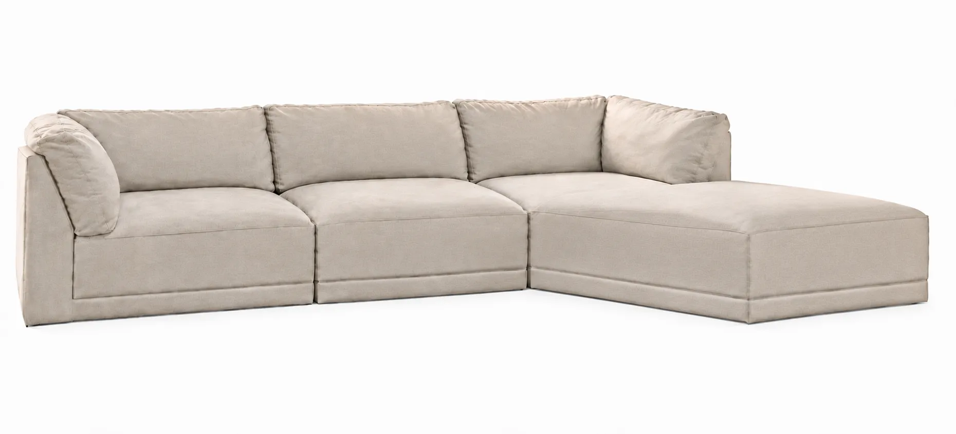 SF 7053 - Modular Sofa - Amelia Modular 4pce in light beige/oatmeal 2 Cnrs + 1 Middle + Ottoman