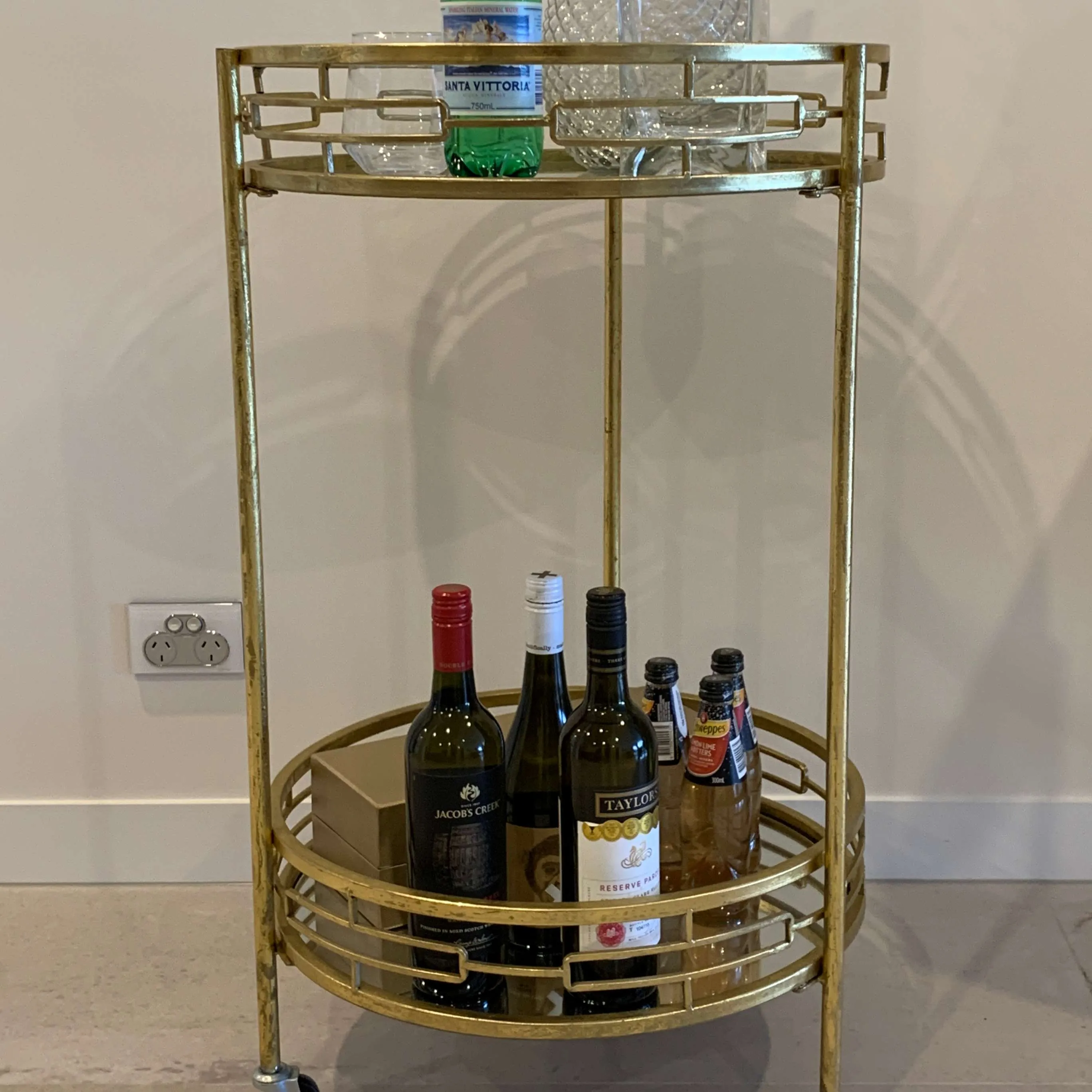 BC 1001 - Bar Cart - Circular Two Tier Gold 