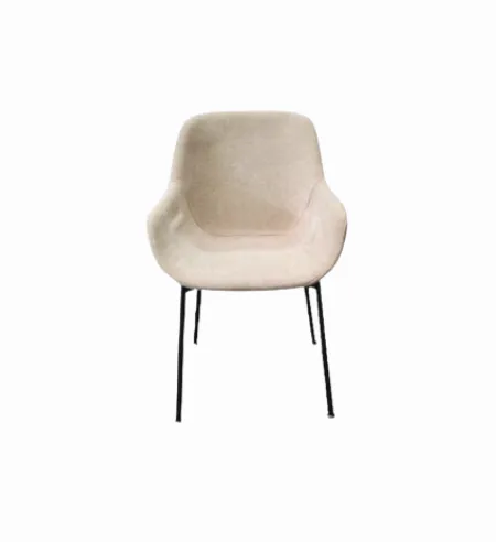 DC 0093 - Dining Chair - Soft Cream Fabric Wrap Around Shell on Black Legs