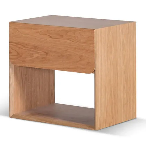 Modern Natural Oak Veneer Single Drawer Bedside Table - BST 0036