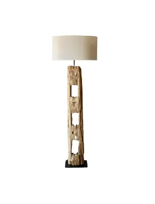 FL 9677 - Floor Lamp - Stone Pod Base with Gold Stem & White Globes