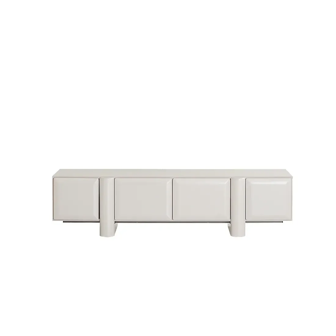 ENT 0002 - Light Grey Timber Entertainment Unit with Melamine Finish & Vertical Front Pillar Legs - Luxe Range