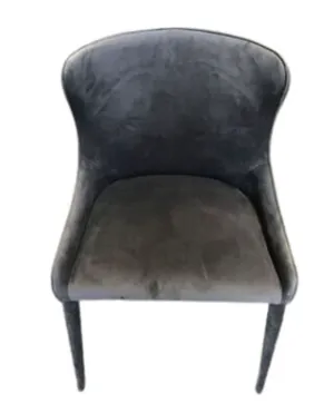 DC 0033 - Dining Chair - Grey Velvet Upholstered Curved Wing Back