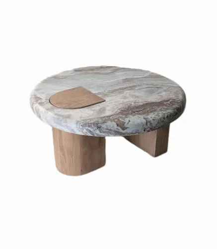 CT 0119 - Coffee Table - Marble Top & Timber Base