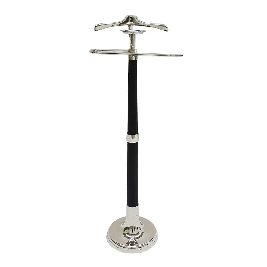 ACC 3301 - Accessory - Valet Stand - Louis Black Faux Leather & Nickel